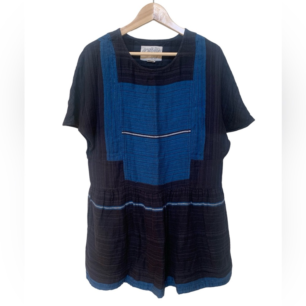 Ace & Jig Tunic Coverup Navy Royal Blue Metallic Thread Cotton Pullover